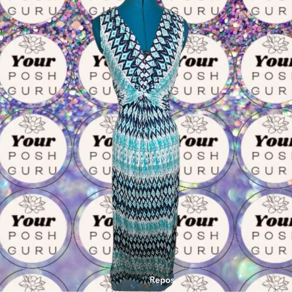 💎 Design Story Shades of Blue Diamond Maxi summer vacation viscose tank dress